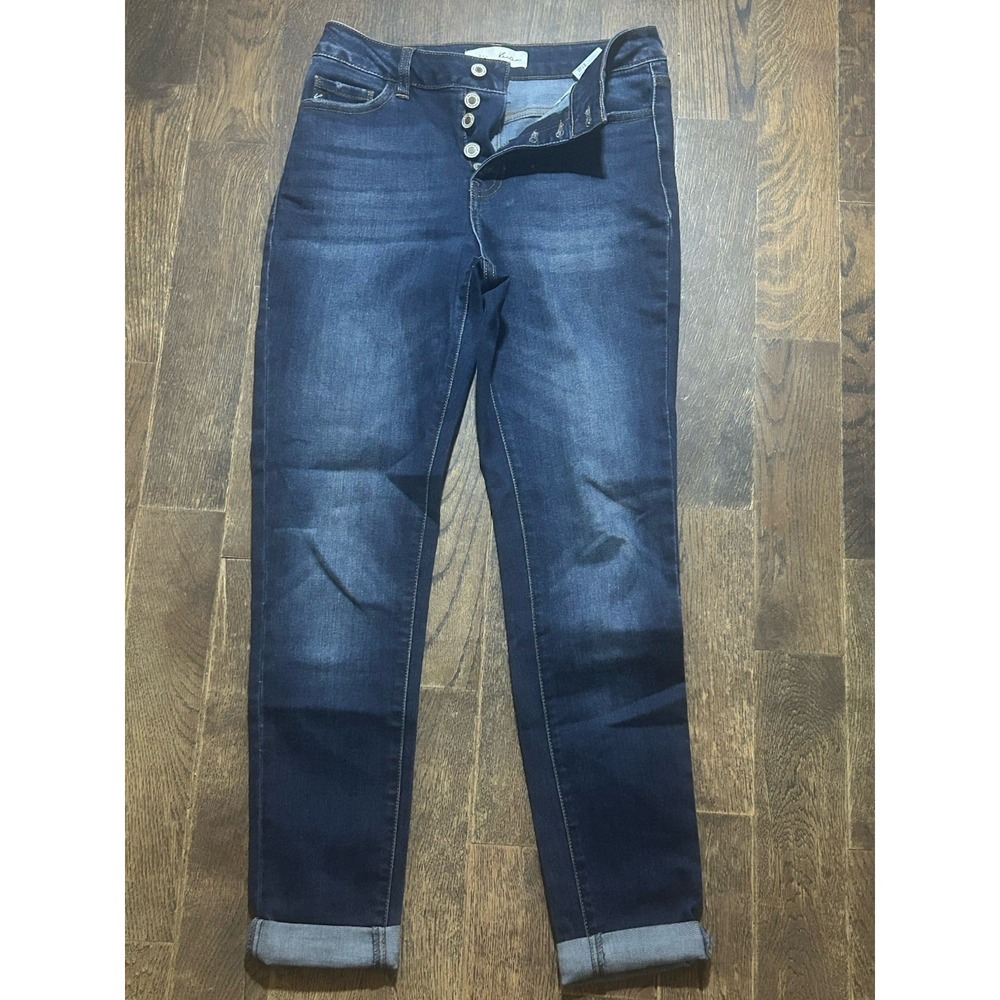 KanCan‎ Curvy Skinny Jeans Women 5/26 Blue  Exposed Button Fly Cuffed